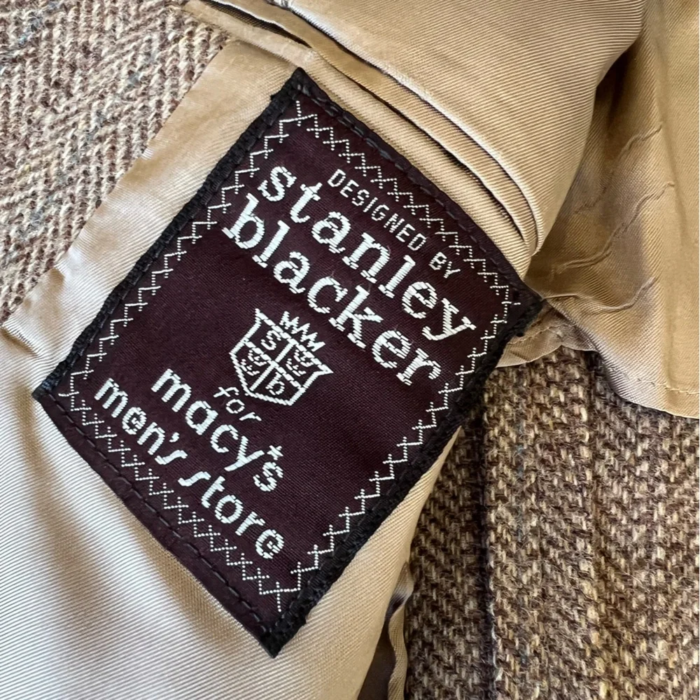 Vintage Harris Tweed Sport Coat Mens Brown‎ Herringbone Blazer Size L Academia
